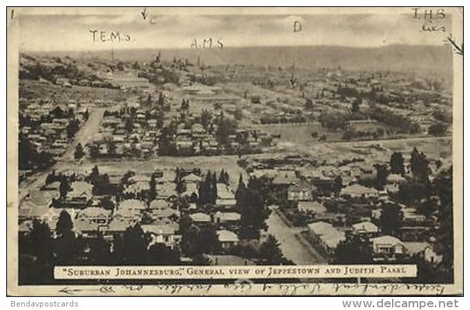 South Africa, JOHANNESBURG, Suburban View Of Jamestown And Judith Paarl (1920s) Postcard - South Africa