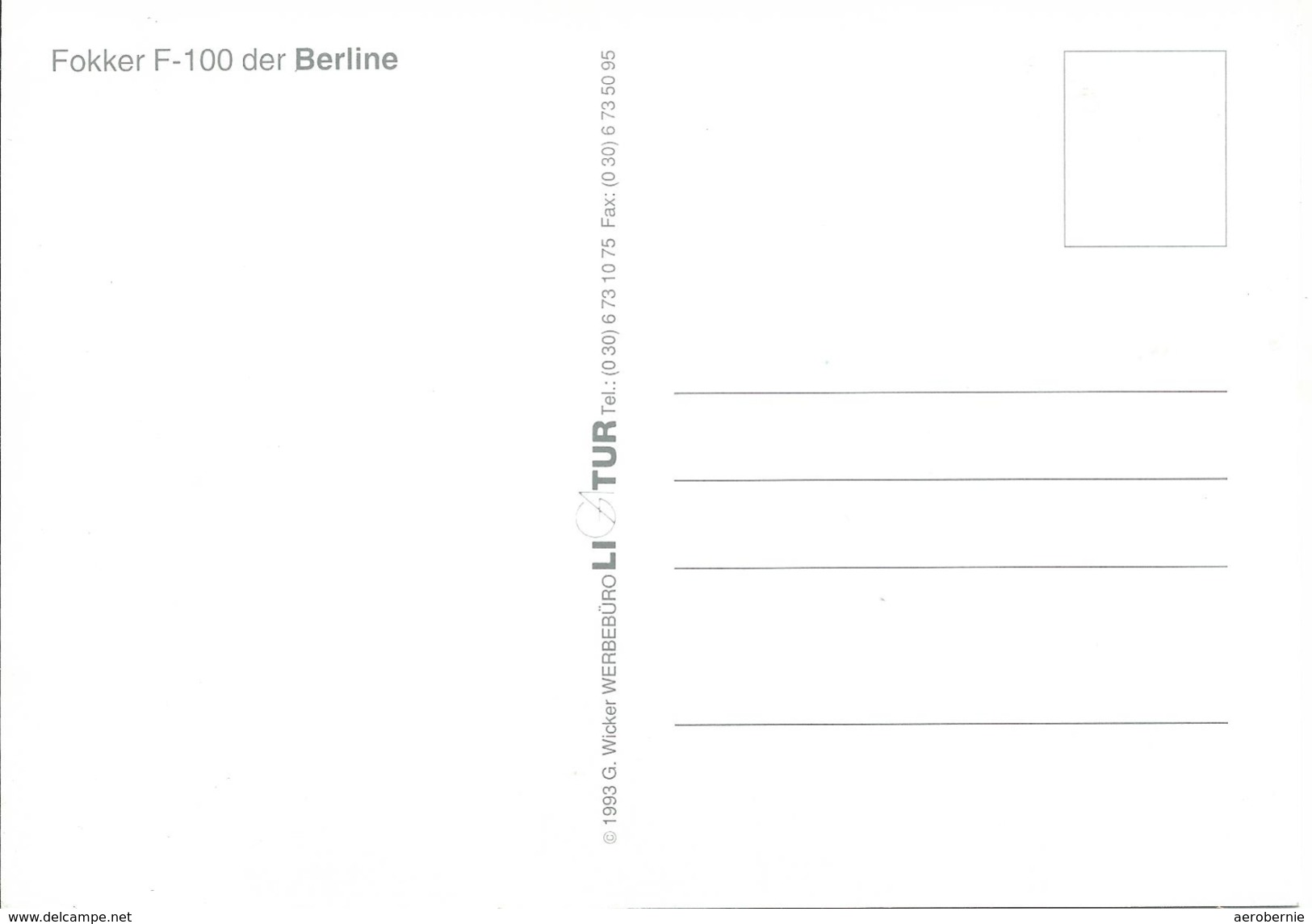 Berline - Fokker F-100 (Airline Issue ?) - 1946-....: Moderne