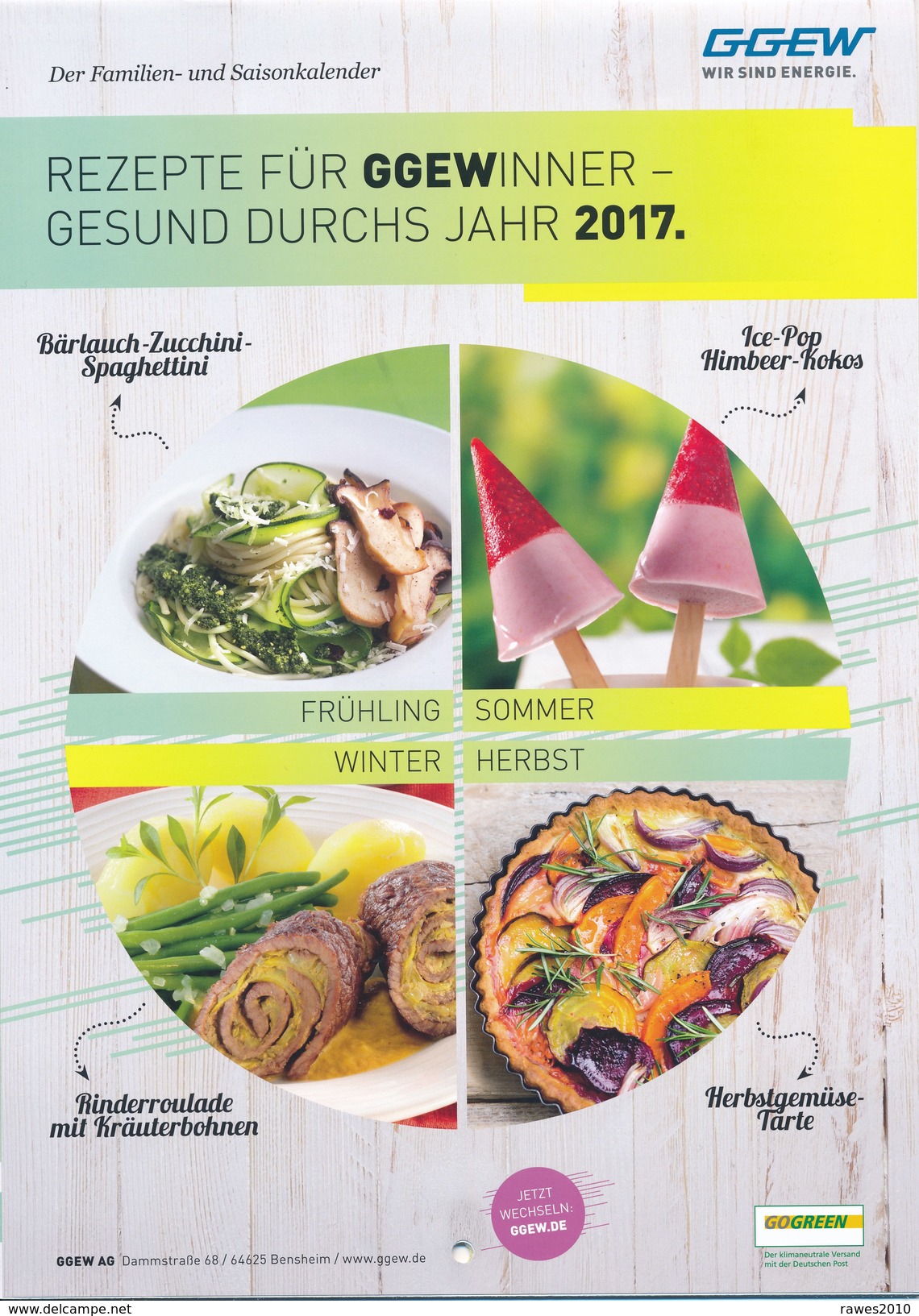 Kalender 2017 GGEW Bensheim: Rezepte Frühling Sommer Herbst Und Winter - Calendriers