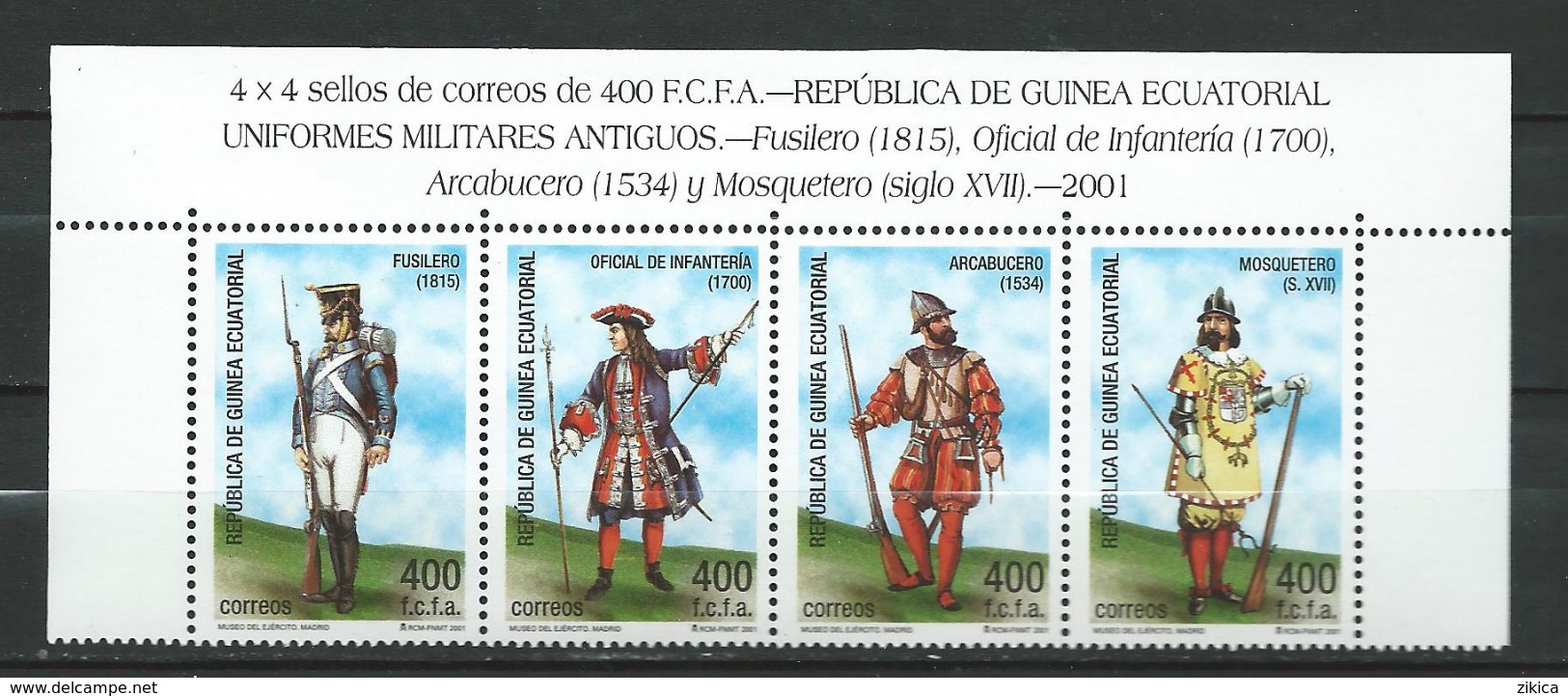 Equatorial Guinea 2001 Historical Uniforms.Strip Of 4.MNH - Equatorial Guinea