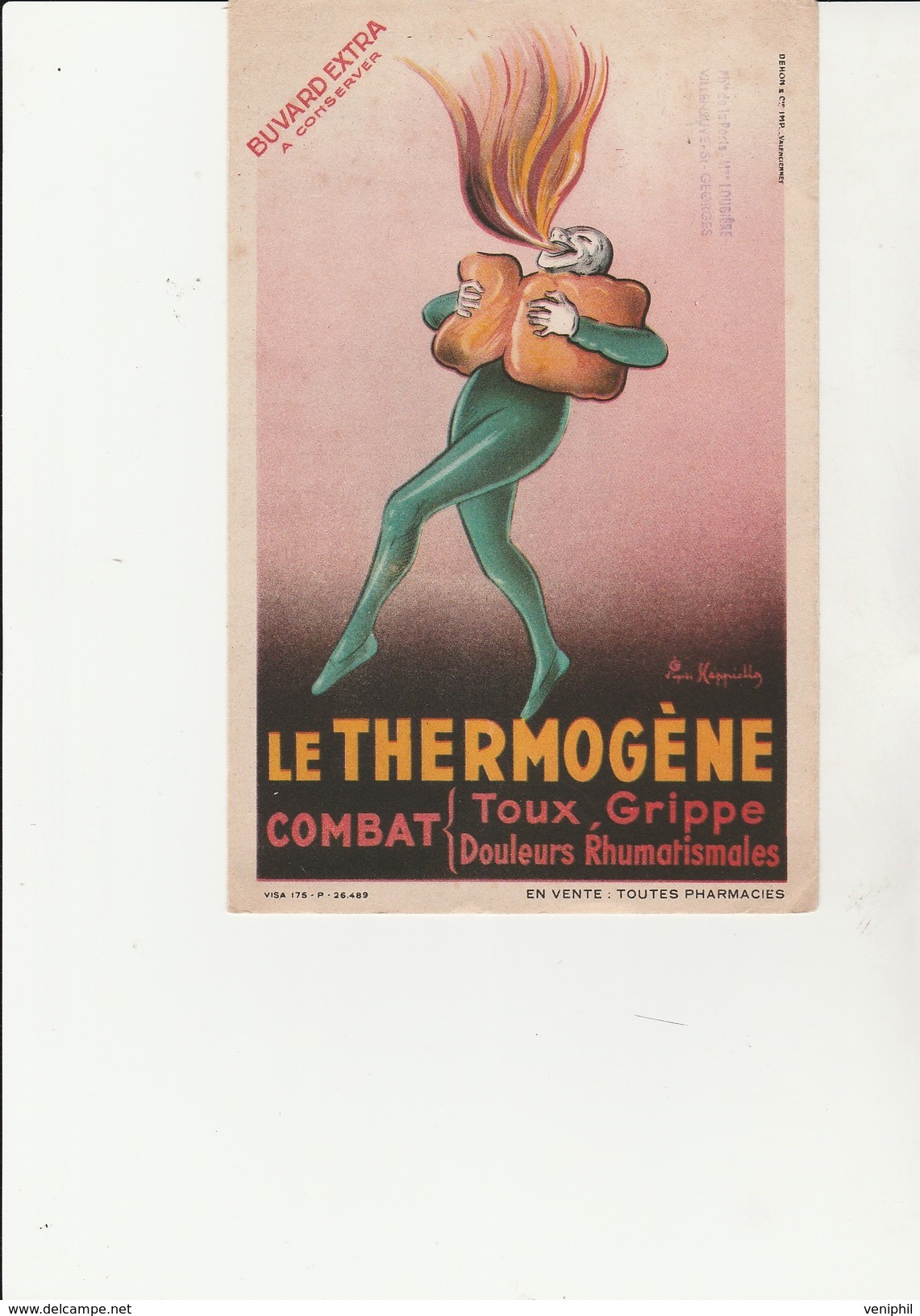 BUVARD - LE THERMOGENE -TRES BELLE ILLUSTRATION D'APRES CAPPIELLO - - Droguerías