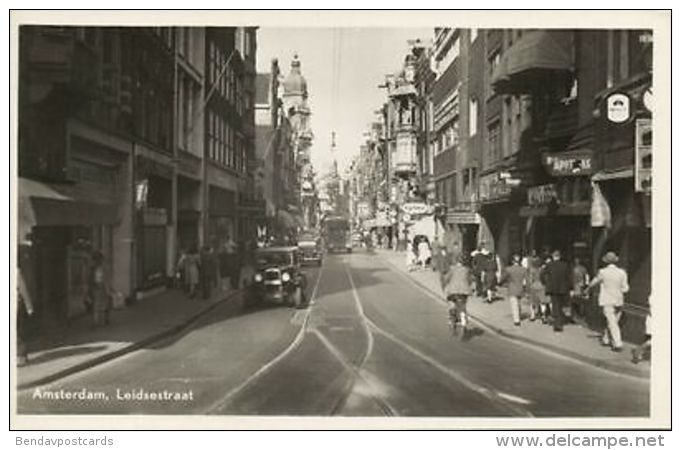 Netherlands, AMSTERDAM, Leidsestraat, Cars (1940s) RPPC Postcard - Amsterdam