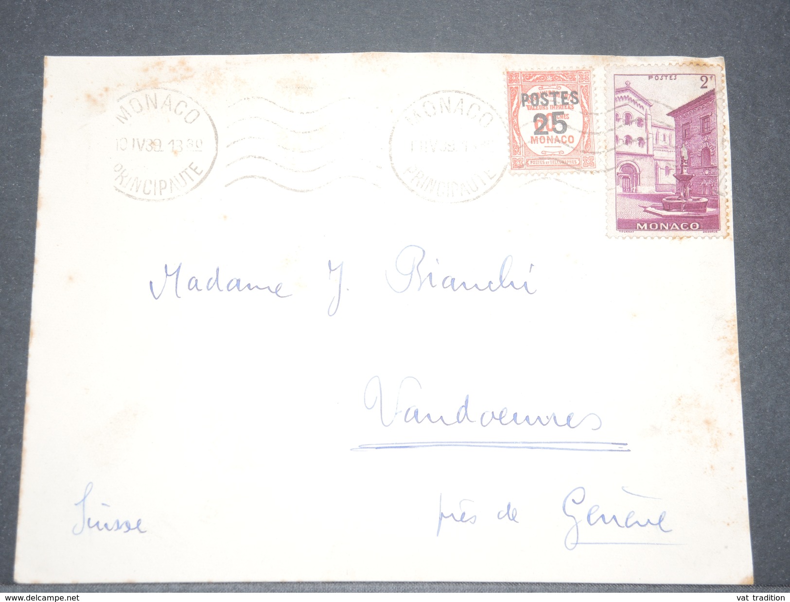 MONACO - Enveloppe Pour La Suisse En 1939 , Affranchissement Plaisant - A Voir - L 6264 - Cartas & Documentos