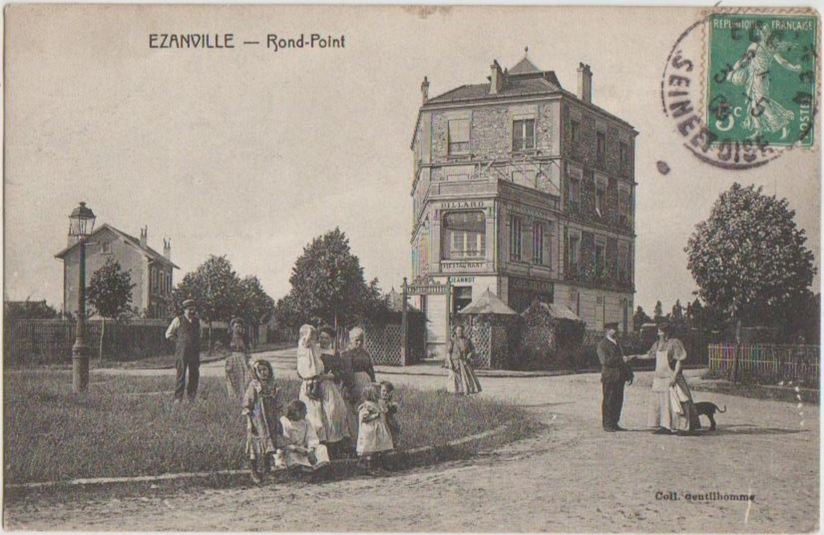 CPA 95 EZANVILLE Rond Point Commerce Café Animation 1906 - Ezanville