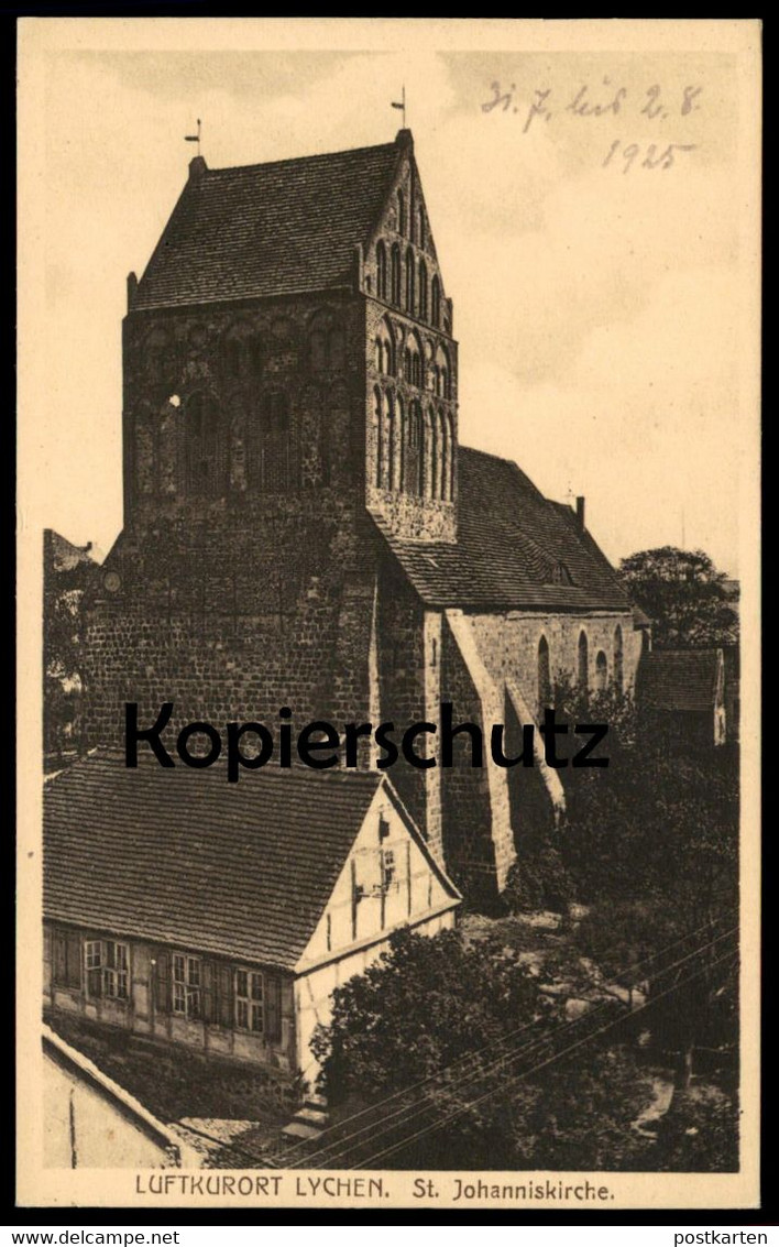 ALTE POSTKARTE LUFTKURORT LYCHEN 1925 ST. JOHANNISKIRCHE Kirche St. Johannis Fachwerkhaus Ansichtskarte Postcard AK Cpa - Lychen