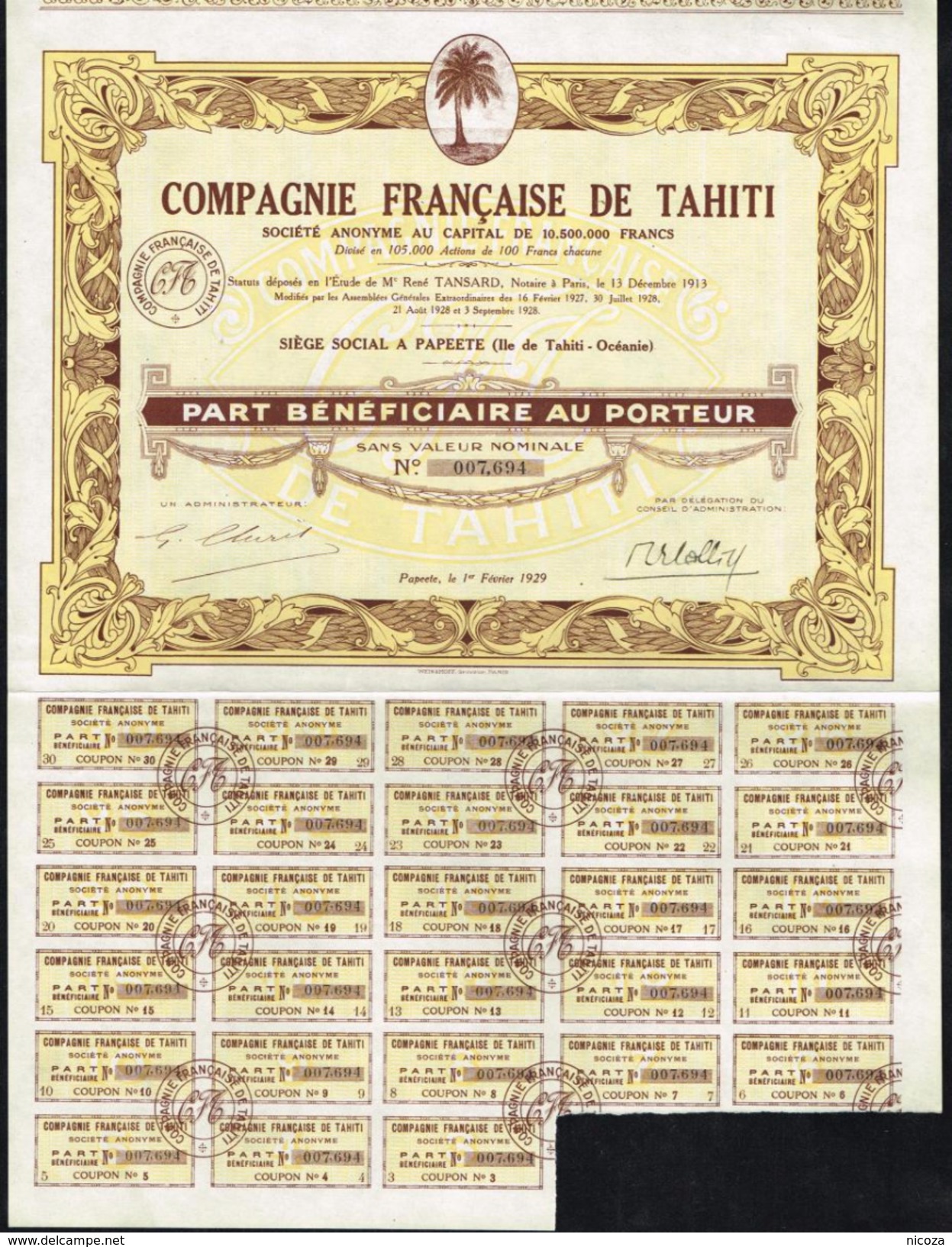 FR043  Compagnie Francaise De Tahiti - Andere & Zonder Classificatie