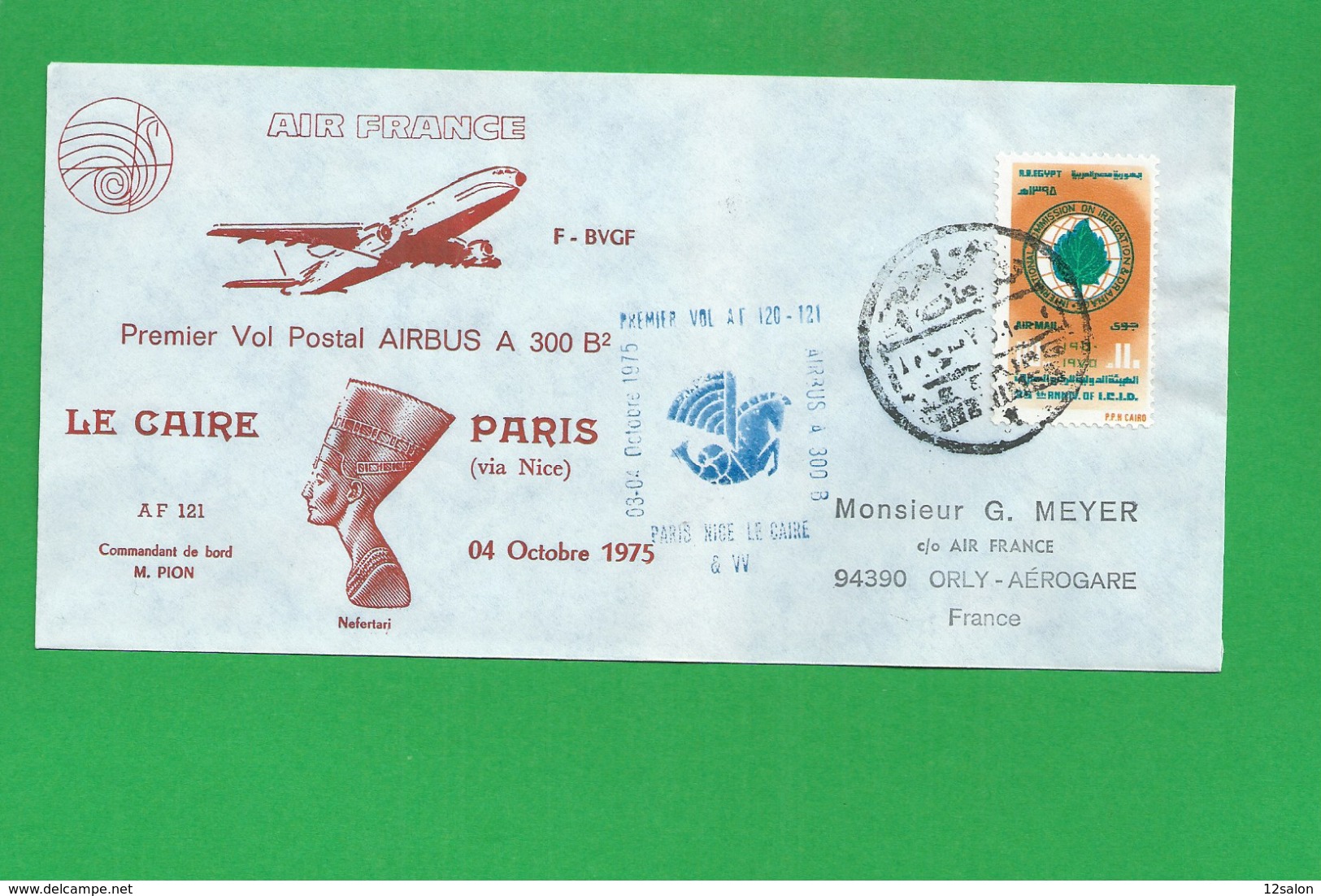 PREMIERE LIAISON AIRBUS A 300 B2 LE CAIRE PARIS - 1960-.... Lettres & Documents