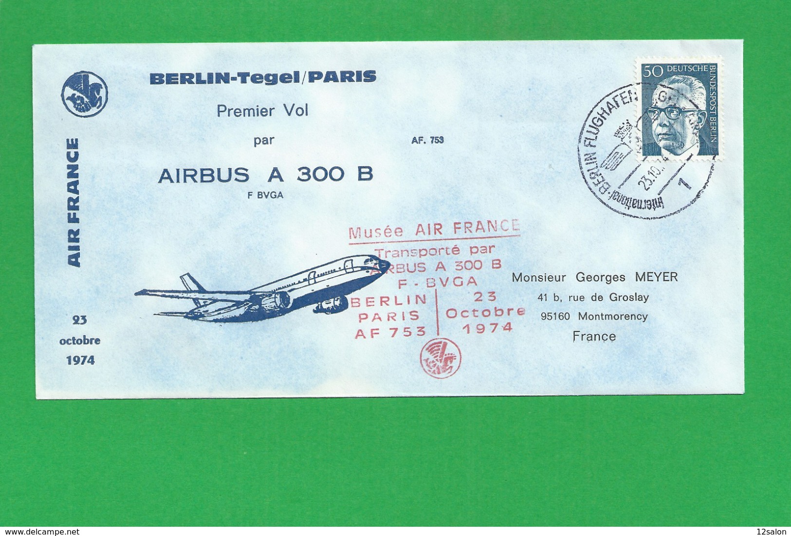 PREMIERE LIAISON AIRBUS A 300 B BERLIN TEGEL PARIS - 1960-.... Briefe & Dokumente