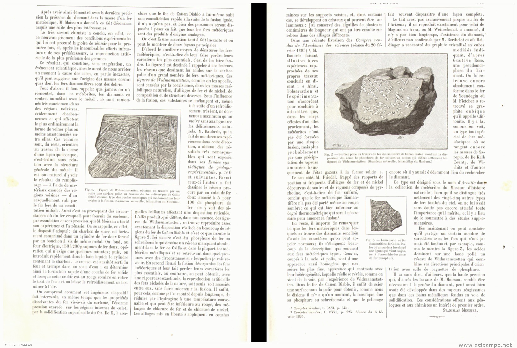 FERS METEORIQUES DIAMANTIFERES  1893 - Astronomie