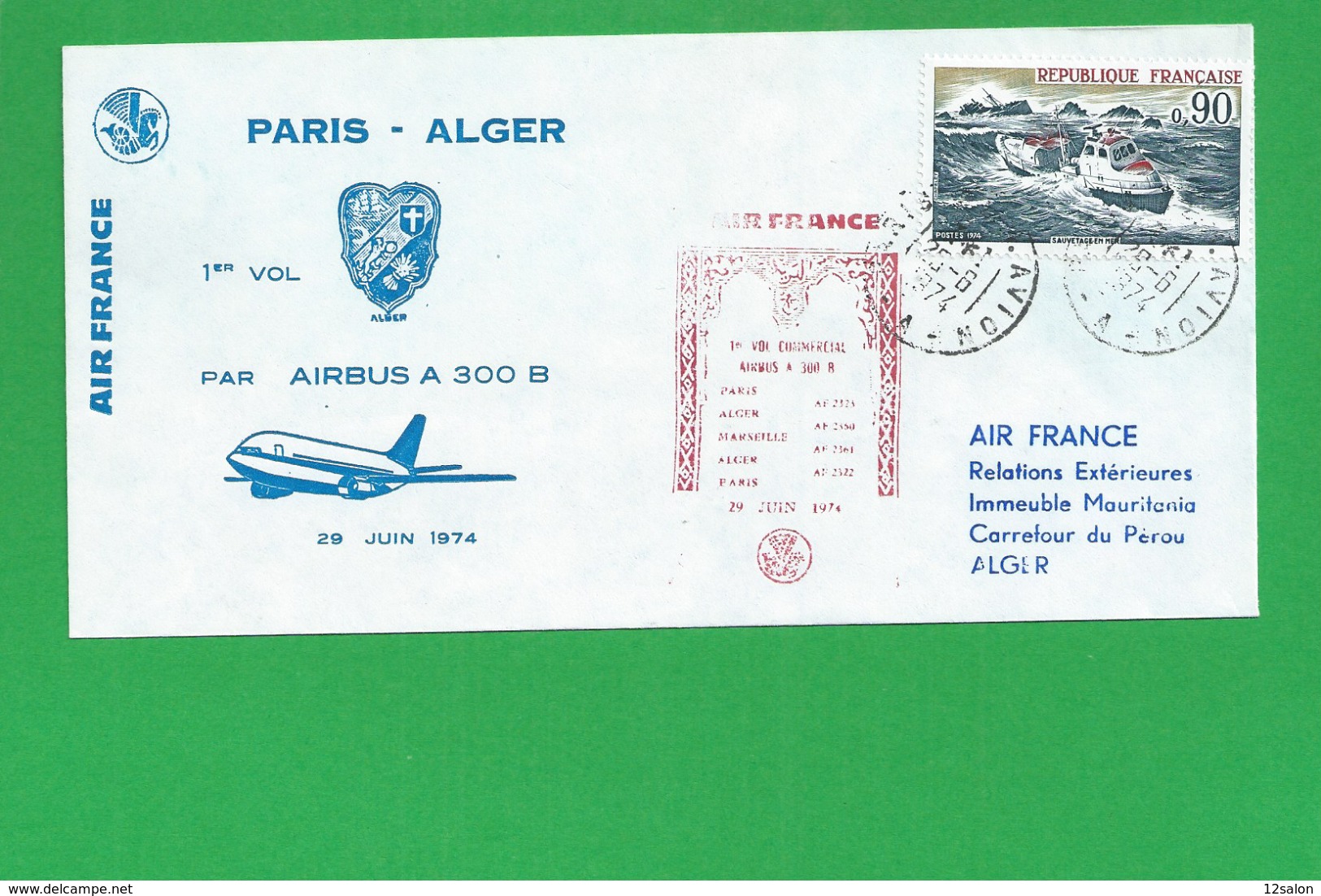 PREMIERE LIAISON AIRBUS A 300 B PARIS ALGER - 1960-.... Briefe & Dokumente