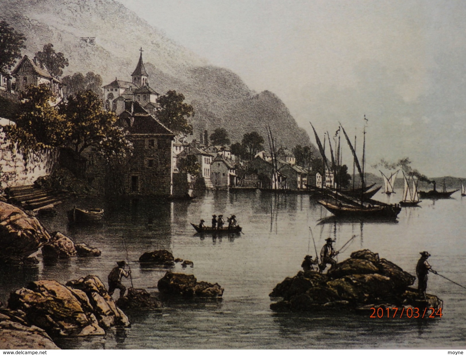 Superbe Lithographie Originale  -  NICE Et SAVOIE  -  MEILLERIE Sur Le Lac De Genéve - 1862 - Litografia