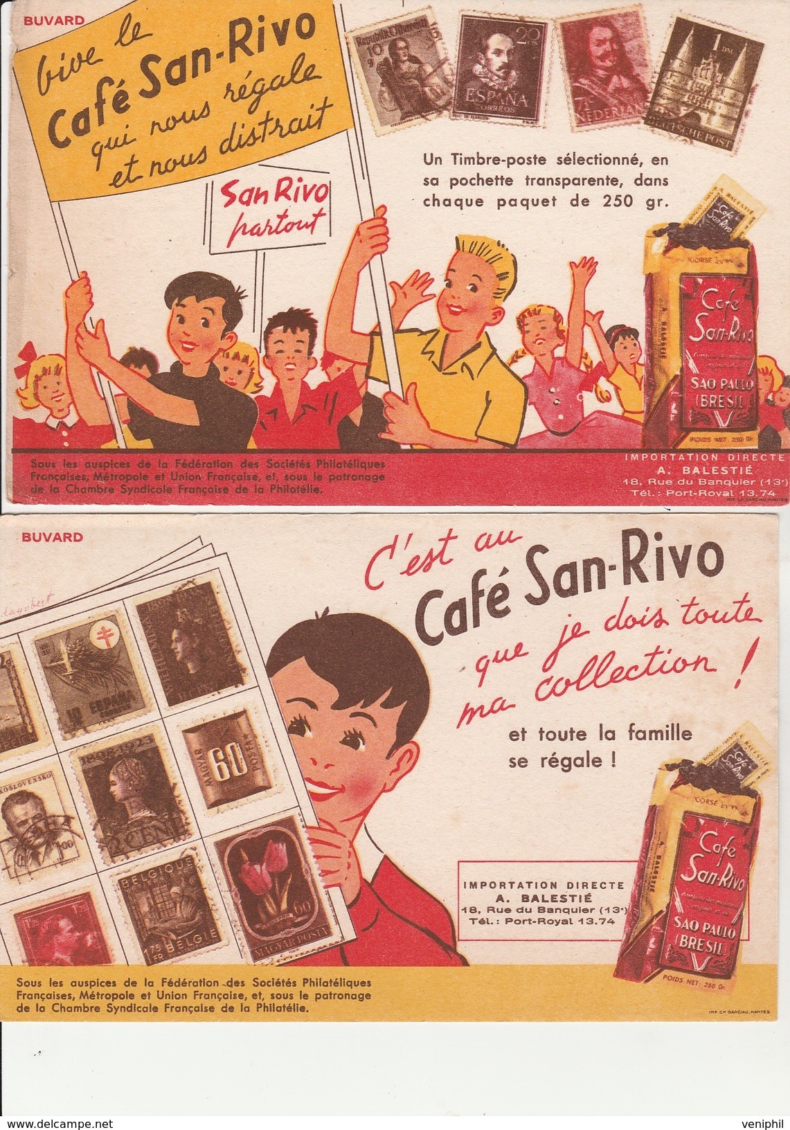 2 BUVARDS  ILLUSTRES   "CAFE SAN RIVO  " - Café & Thé