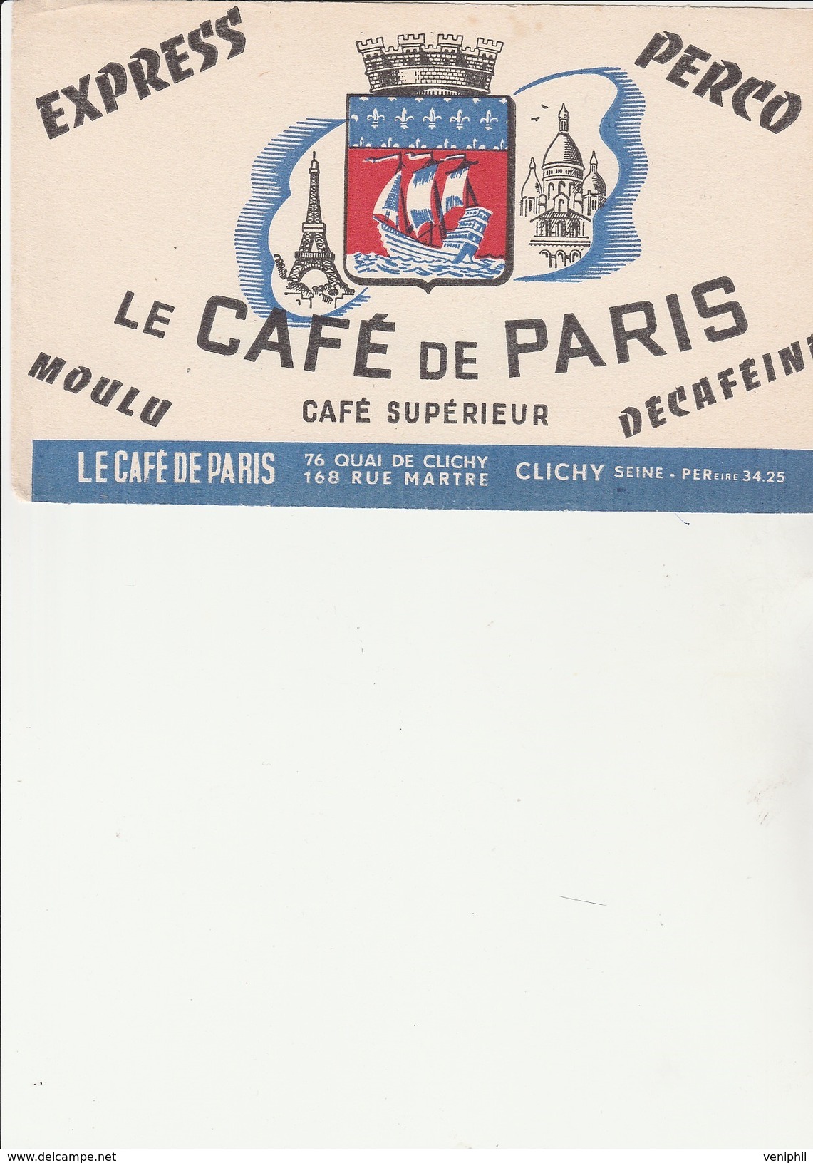 BUVARD - LE- CAFE DE PARIS - CLICHY SUR SEINE - Café & Thé