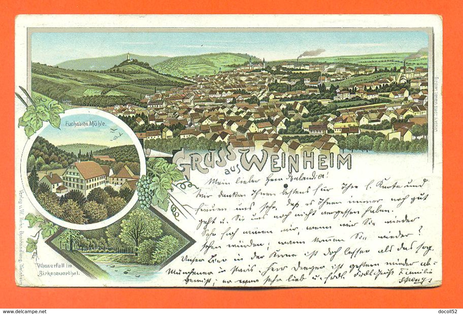 CPA Lithographie Chromo  Weinheim " Gruss Aus Weinheim " Carte Precurseur  - LJCP 40 - Weinheim