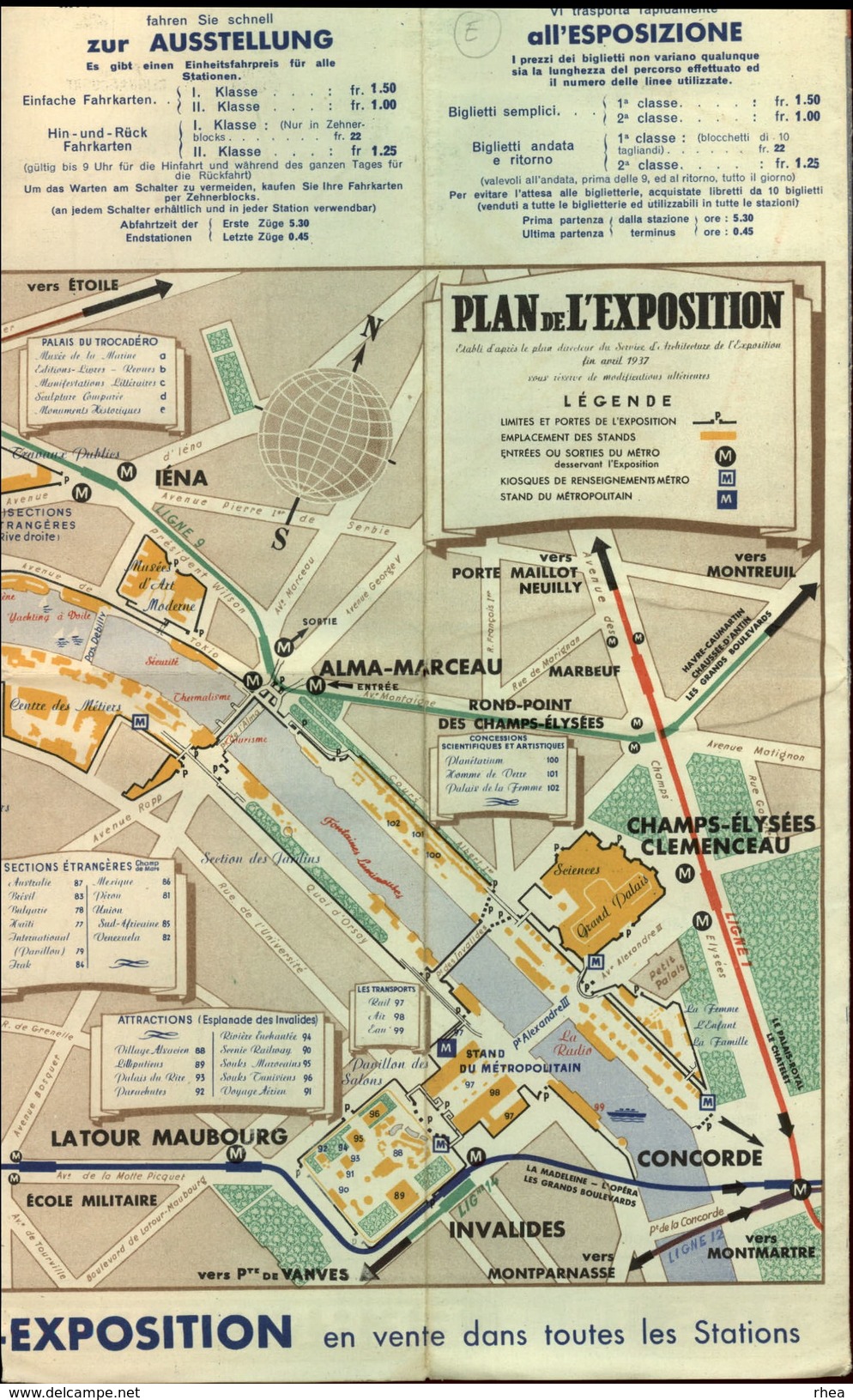 75 - PARIS - PLAN COMBINE DU METRO ET EXPO DE 1937 - Europe