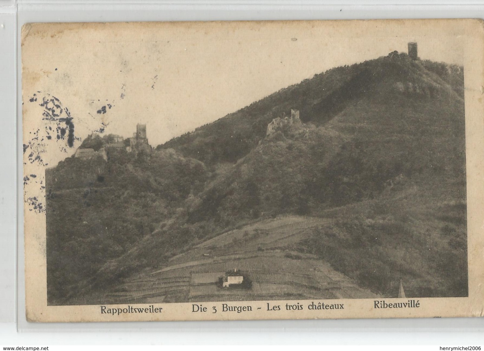 68 - Haut Rhin - Ribeauvillé Les 3 Chateaux Cachet Colmar 1914 - Ribeauvillé