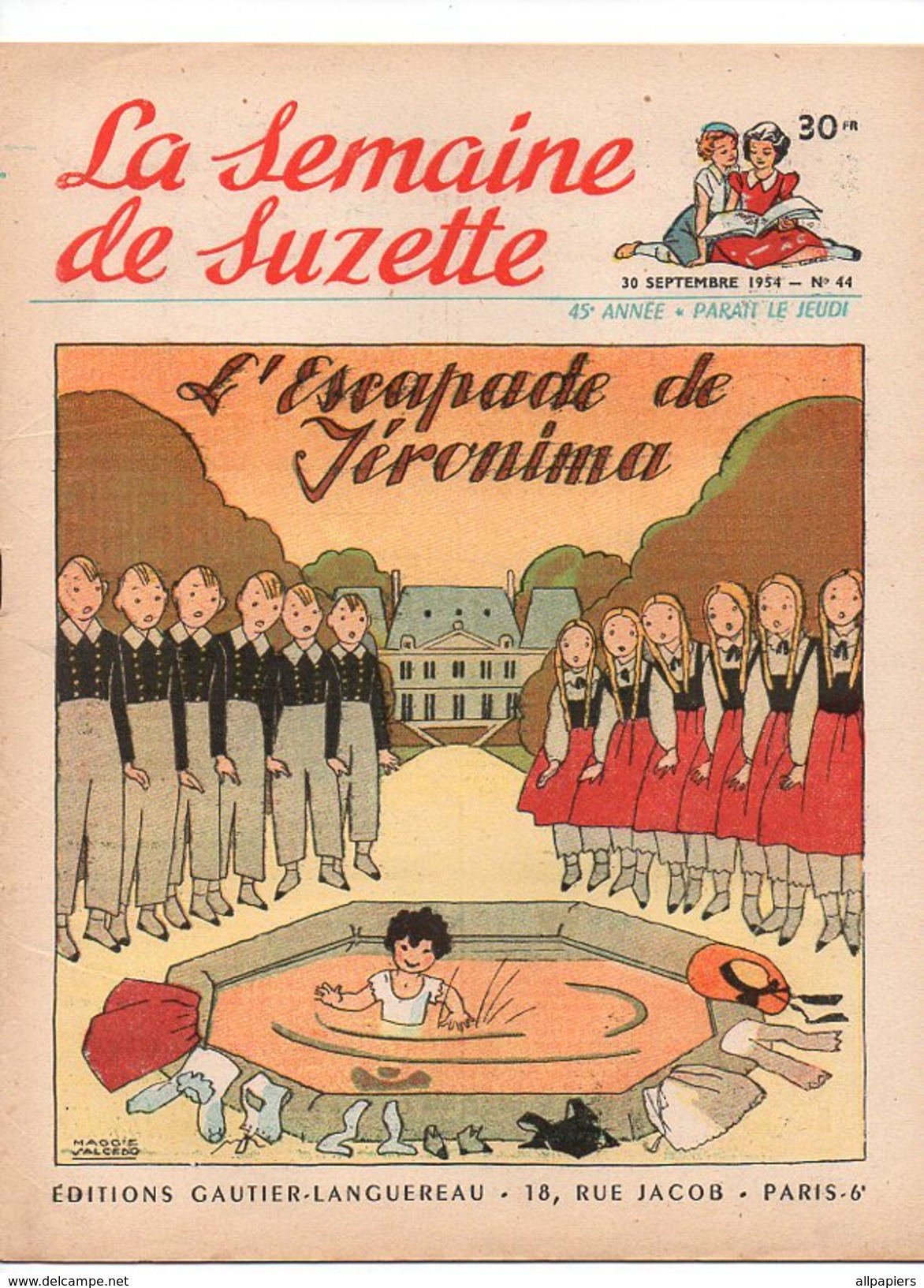 La Semaine De Suzette N°44 L'escapade De Jéronima - Camps De Vacances En Angleterre - Les Réflexions De Line De 1954 - La Semaine De Suzette