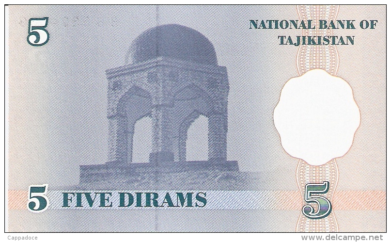 TADJIKISTAN   5 Diram   1999 (2000)   P. 11a   UNC - Tajikistan