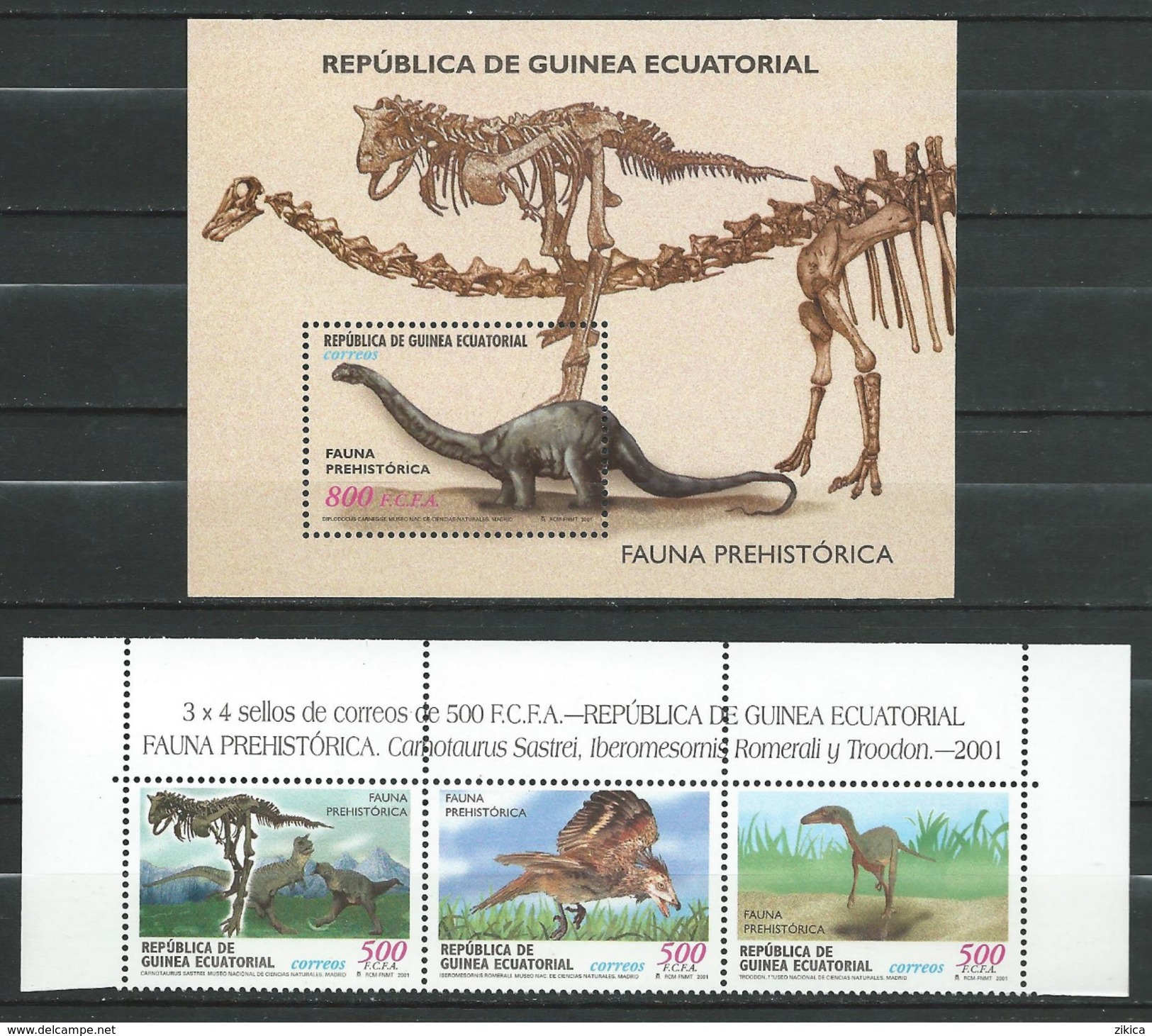 Equatorial Guinea 2001 Prehistoric Animals.S/S And Stamps.MNH - Equatorial Guinea