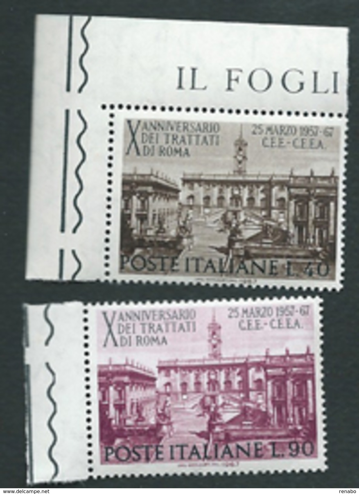 Italia 1967; Decennale Dei Trattati Di Roma, Serie Completa Di Bordo. - 1961-70:  Nuovi