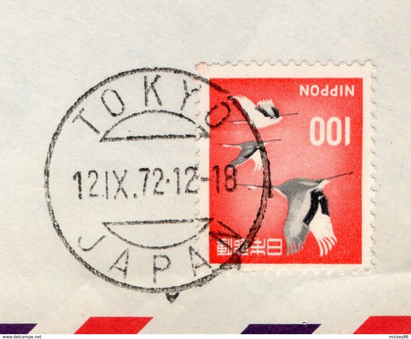 Japon--1972--lettre De TOKYO  Pour Paris (France) --- Timbre Seul Sur Lettre--cachet - Briefe U. Dokumente