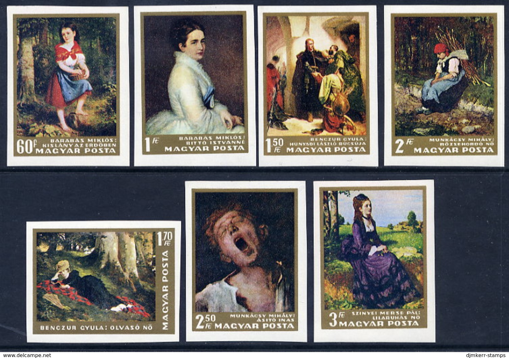 HUNGARY 1966 National Gallery Paintings Imperforate Set MNH / **.  Michel 2291-97B - Neufs