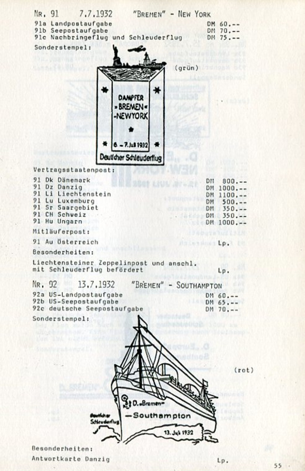 Katalog Der Katapultpost / 1981 / Der Dampfer "Bremen Und Europa", E.Haberer, 104 Seiten (0292-140) - Luftpost & Postgeschichte