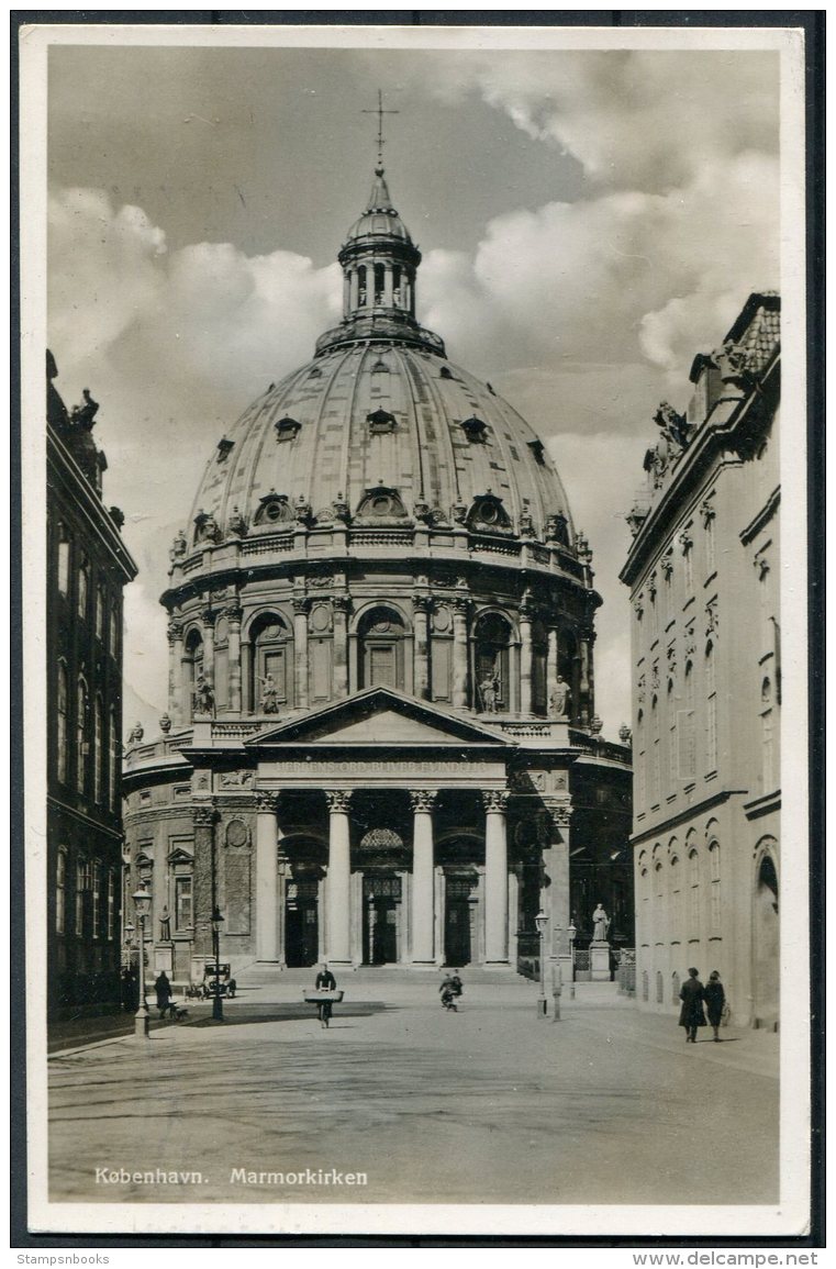 1939 Denmark Copenhagen Marmorkirken RP Postcard. Charlottenlund - Germany - Covers & Documents