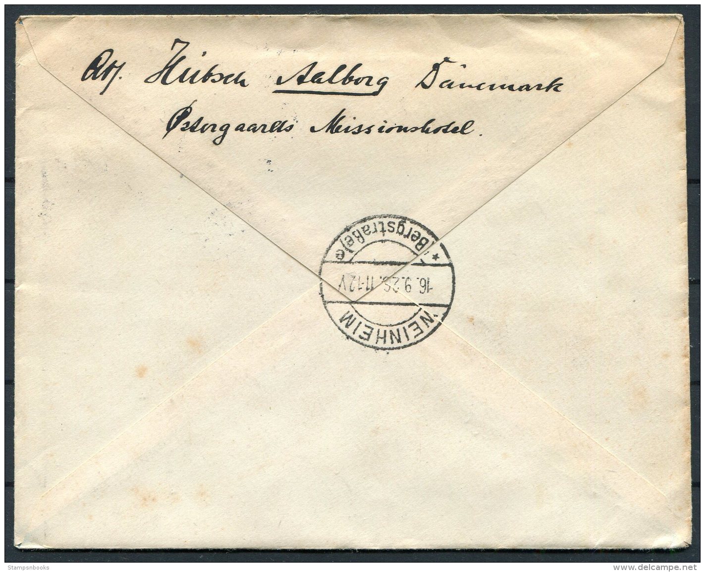 1926 Denmark 12 Ore Provisional Uprated 15 Ore Stationery Cover - Weinheim Germany - Covers & Documents