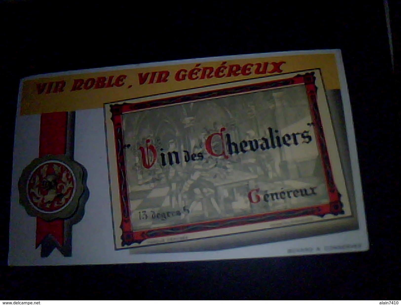 Publicitee Buvard Vin Des Chevaliers Genereux - V