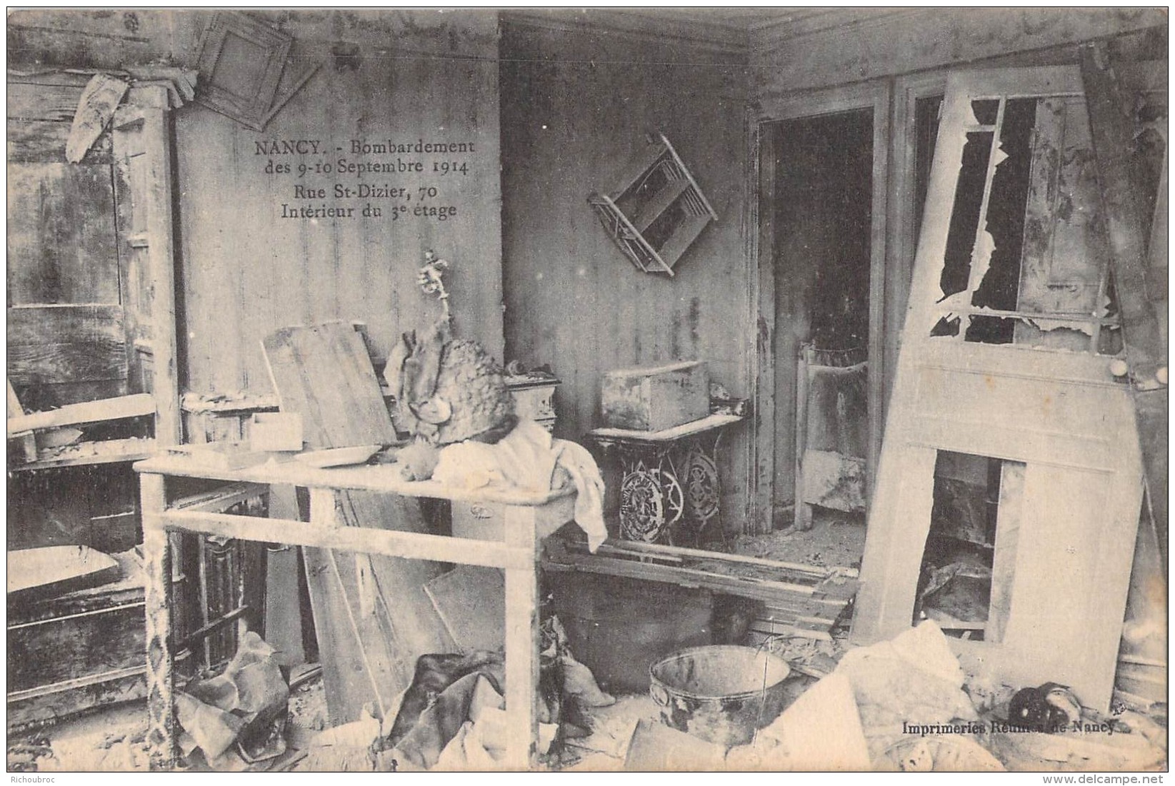 54 NANCY BOMBARDEMENT DES 9 10 SEPTEMBRE 1914 RUE SAINT DIZIER 70 INTERIEUR DU 3 Eme ETAGE - Nancy