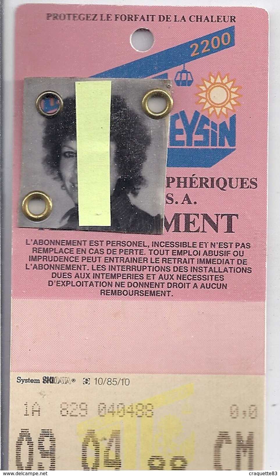 CARTE D'ABONNEMENT  TELEPHERIQUE DE LEYSINS A.  AVRIL 1988 - Otros & Sin Clasificación