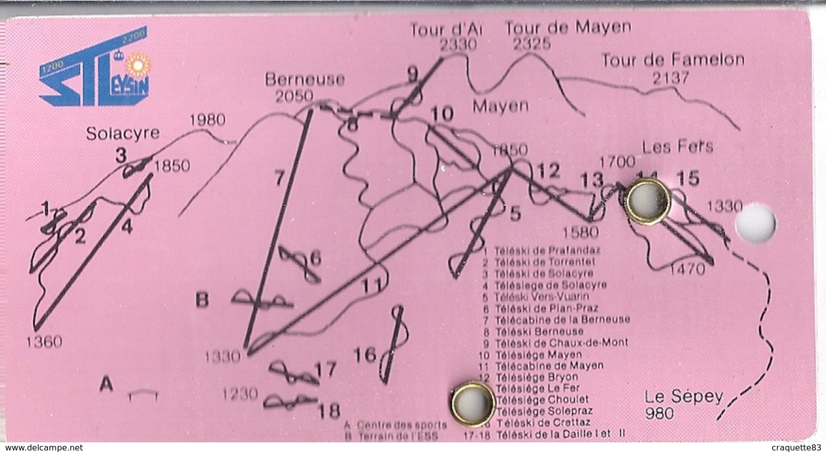 CARTE D'ABONNEMENT  TELEPHERIQUE DE LEYSINS A.  AVRIL 1988 - Otros & Sin Clasificación