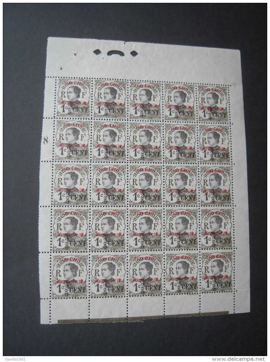 1919 2/5c On 1c. COMPLETE PANE OF 25 With Full Margins. Unused. Yv 50 - Unused Stamps