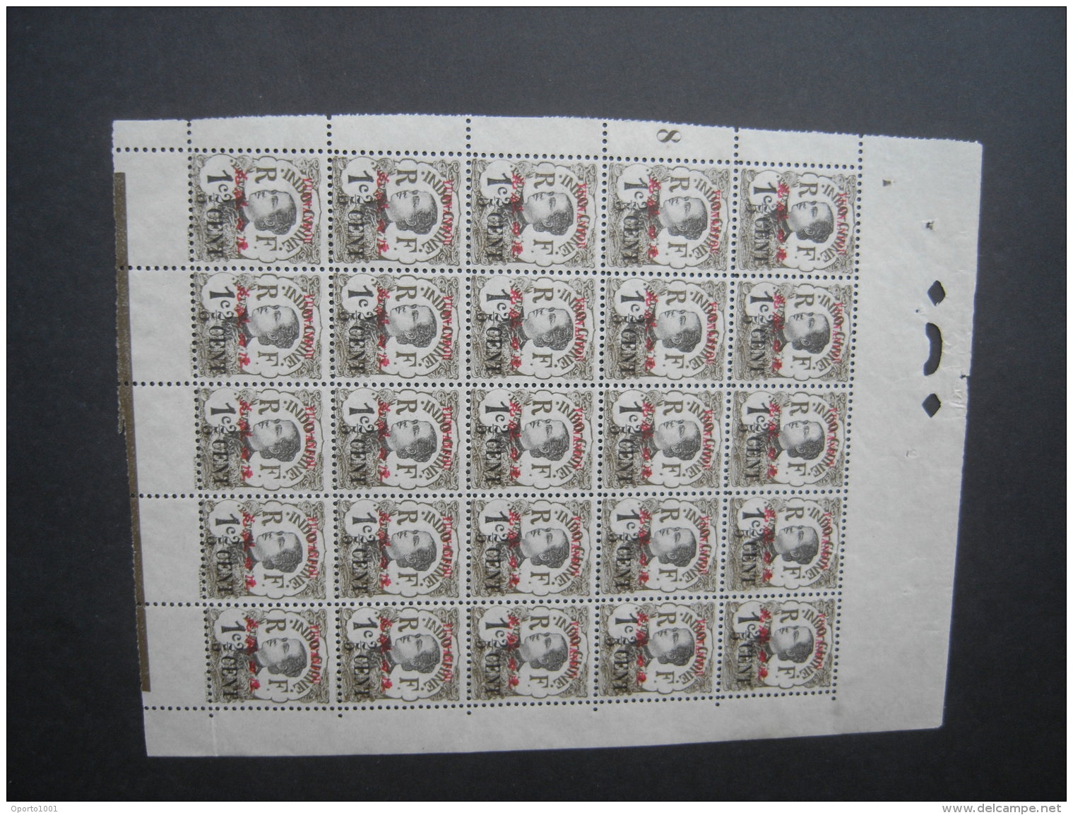 1919 2/5c On 1c. COMPLETE PANE OF 25 With Full Margins. Unused. Yv 50 - Unused Stamps