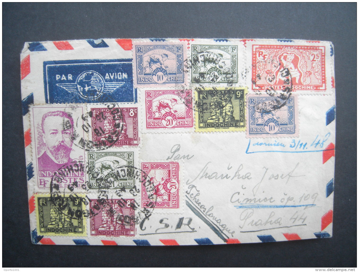 1949 Airmail Cover To PRAGUE, CZECH, Bearing Extraordinary Array Of Stamps - Covers & Documents