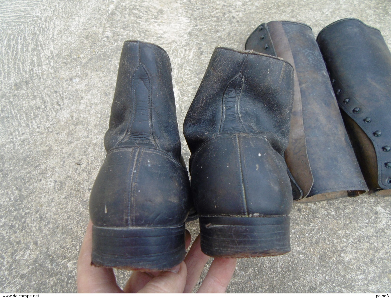 paire de chaussures brodequins + jambieres guettres francaise d´officier ww1 poilus