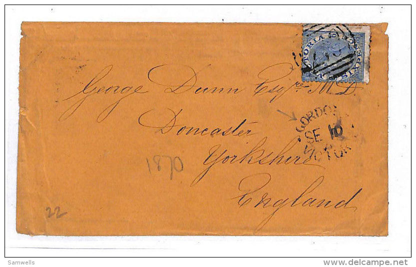 GG61 1870 Australian States Victoria 6d Maritime GB Yorks {samwells-covers}PTS - Other & Unclassified