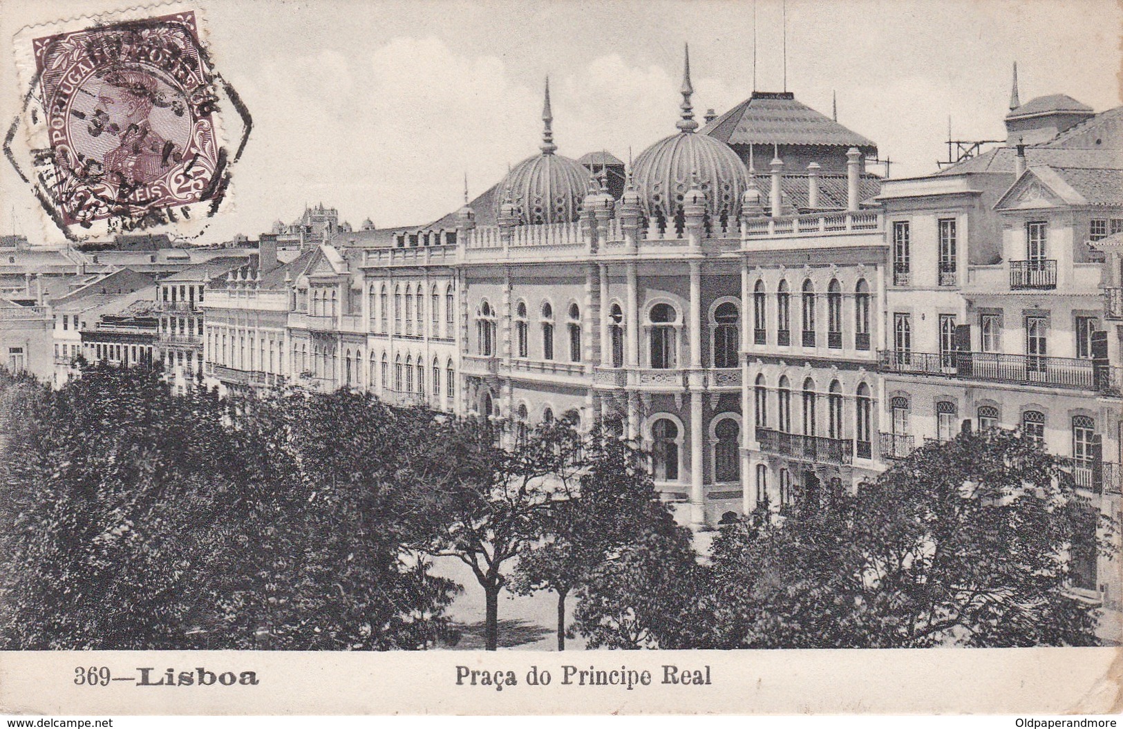 POSTCARD PORTUGAL LISBOA - PRAÇA DO PRINCIPE REAL , D. MANUEL II   -  STAMP - Briefe U. Dokumente