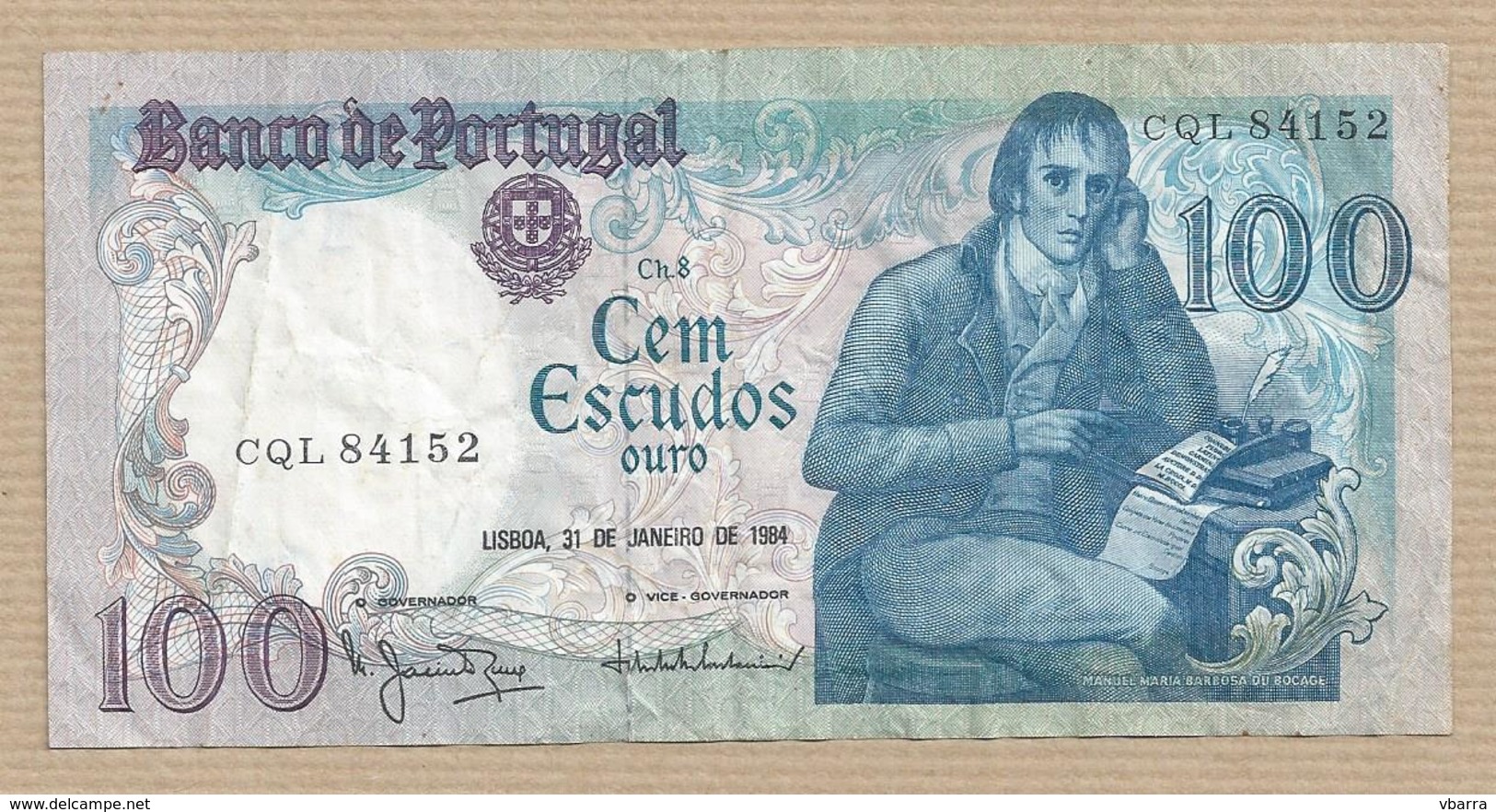 Bank Of Portugal - 100 Escudos Effigy: Bocage 1984 Banknote Billet De Banque Billete De Banco Nota De Banco - Portugal