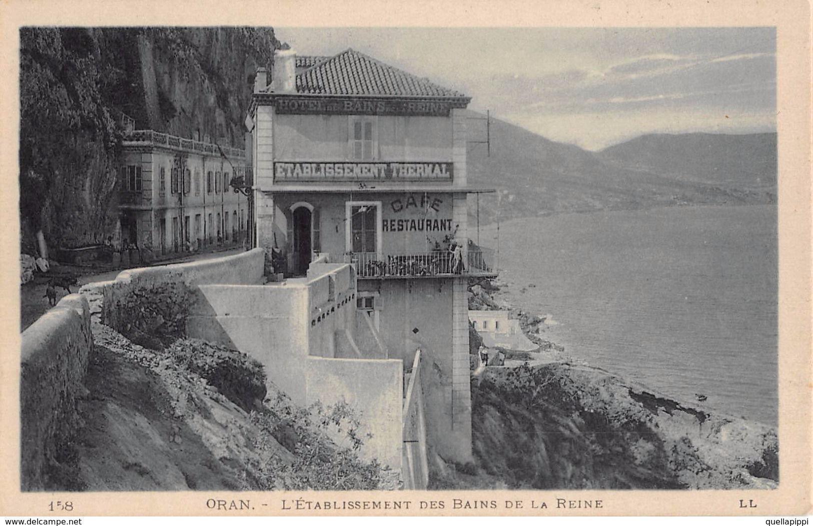 05670 "ORAN - ALGERIE - L'ETABLISSEMENT DES BAINS DE LA REINE" CART. ILL. ORIGIN. NON SPED. - Oran