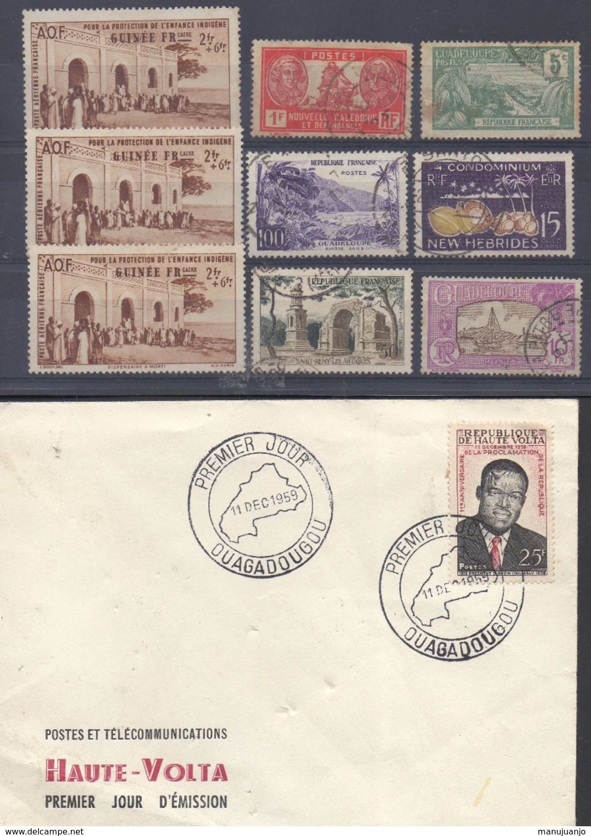 FRANCE Et AFRIQUE ! LETTRE 1er JOUR De Haute-Volta De 1959 Et Timbres Anciens De Guinée Et Guadeloupe Depuis 1930 - Neufs