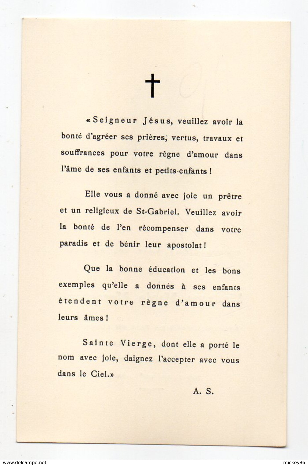 Religion--ésotérisme--carte Avis De Décès--Mme Marie MERCERON--1963--MONCOUTANT--79- - Religion & Esotérisme