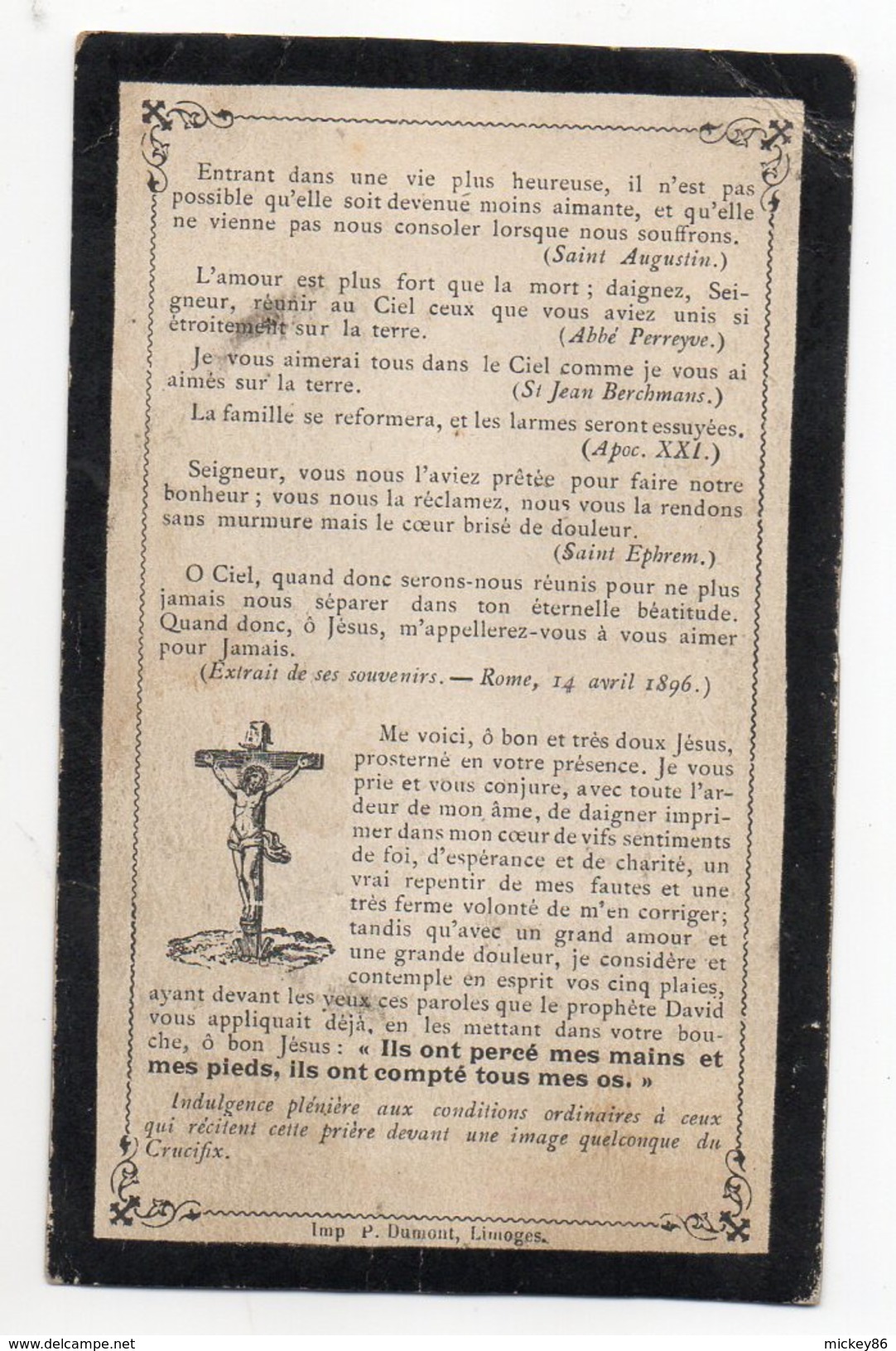 Religion-ésotérisme-carte Avis Décès-Mme René BLEYNIE Née DURAND Jeanne Marie-Louise--décédée Le 19 Mars 1901 à  22 Ans - Religion & Esotérisme