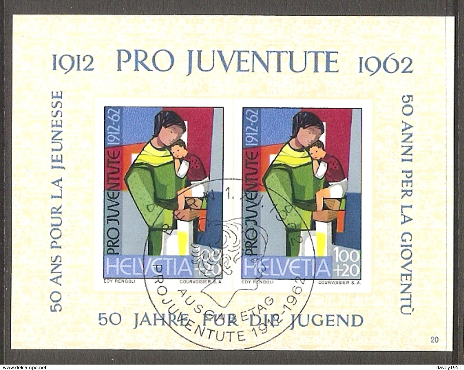 001066 Switzerland Pro Juventute 1962 Miniature Sheet FU - Used Stamps