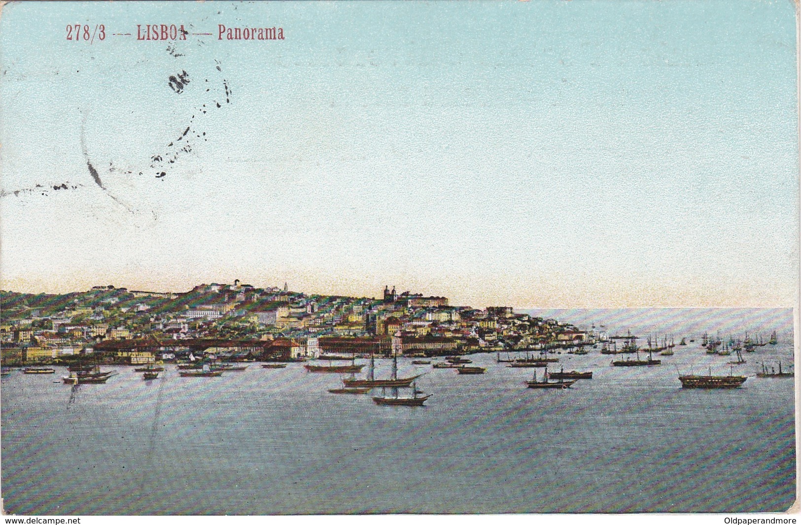 POSTCARD PORTUGAL LISBOA  - PANORAMA -    - D. MANUEL II  STAMP - Briefe U. Dokumente