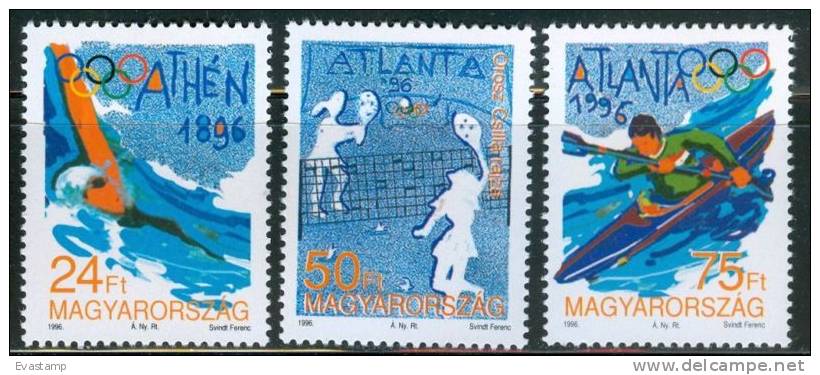 HUNGARY-1996. Summer Olympics,Atlanta(Sport,Swimming,Surfing)MNH!! Mi:4376-4378 - Neufs