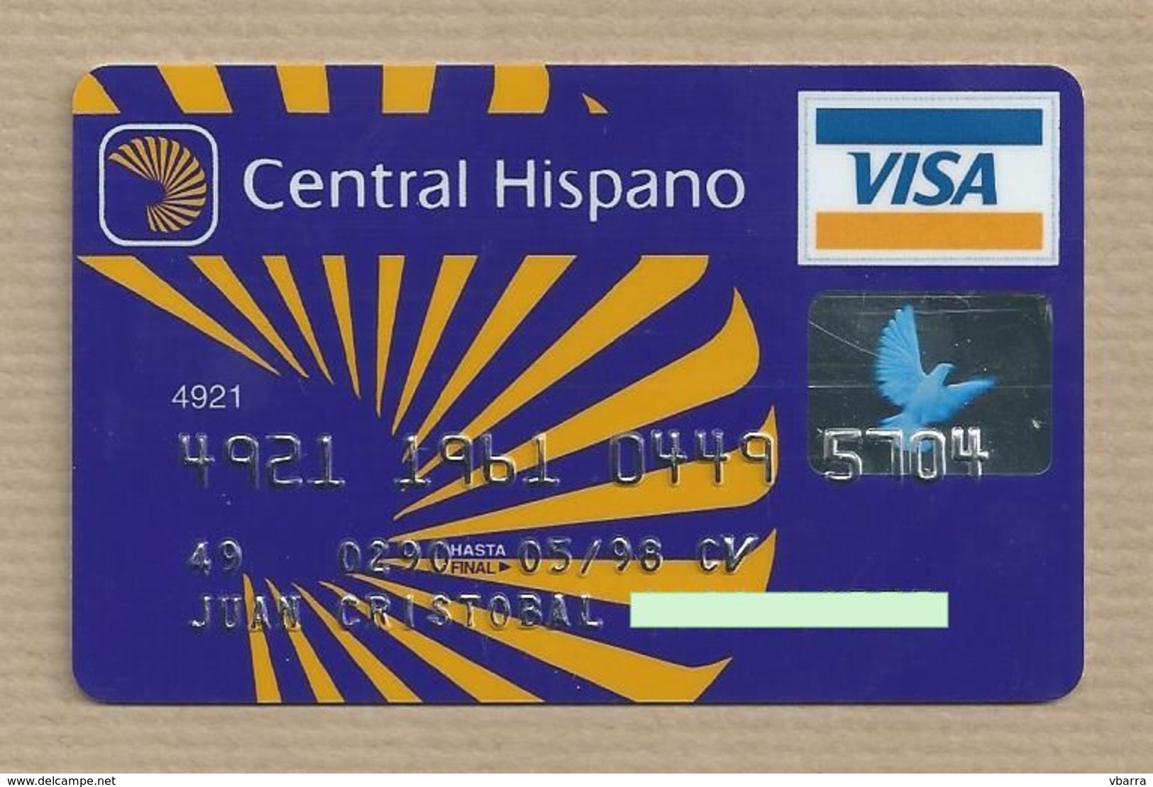 Tarjeta De Crédito "Banco Central Hispano Credit Card Crédit Card Cartão De Credito Visa - Tarjetas De Crédito (caducidad Min 10 Años)