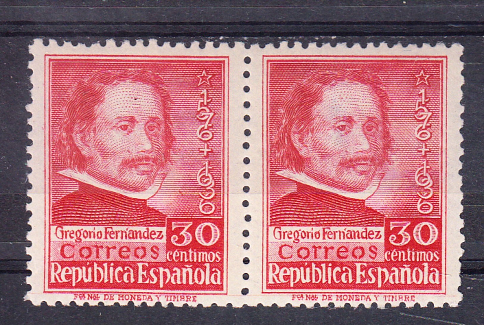 ESPAÑA1935  TRICENTENARIO DE GREGORIO FERNANDEZ   CATALOGO EDIFIL Nº 726 PAREJA  NUEVOS SIN  CHARNELA   .SES511GRANDE - Nuevos