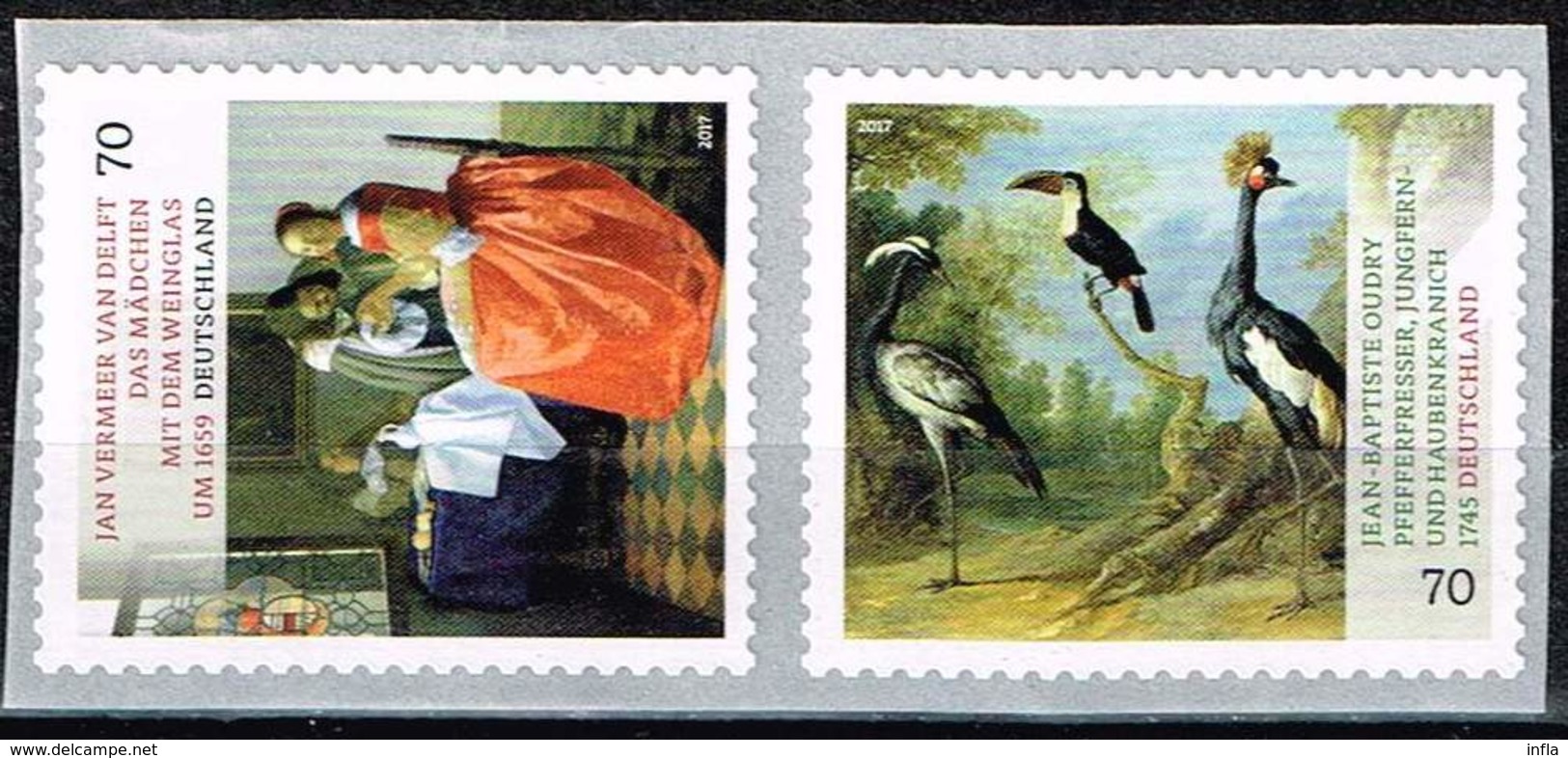 Bund 2017, Michel# 3280 - 3281 ** Schätze Aus Deutschen Museen: Gemälde Von Van Delft Und Oudry Selbstklebend, Self Adhe - Unused Stamps